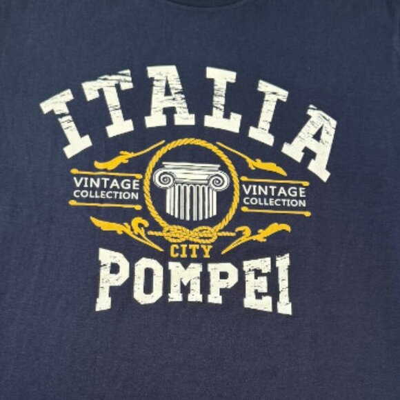 GL Italia Pompei Italy Souvenir 100% Cotton Short Sleeve T Shirt in Deep Navy - Picture 3 of 8